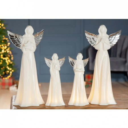 Decoratiune LED Angel Stella, Portelan, Alb, 10.8x14.6x31.7 cm [3]