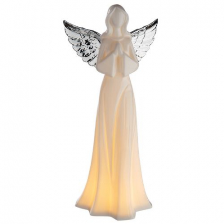 IN STOC - Decoratiune LED Angel Stella, Portelan, Alb, 10.8x14.6x31.7 cm