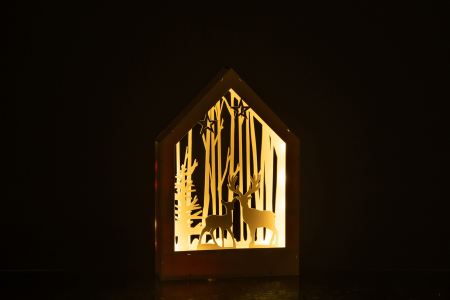 Decoratiune LED, Lemn, Alb , 24x5x36 cm [2]