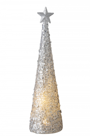Decoratiune LED, Sticla, Argintiu, 9.5x9.5x34.5 cm [1]
