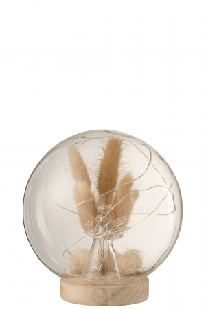 Accesorii - Decoratiune LED, Sticla, Natural, 15x15x16 cm