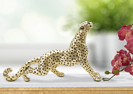Accesorii - Decoratiune Leopard Point, Rasina, Auriu/Negru, 19.5x33x7.7 cm