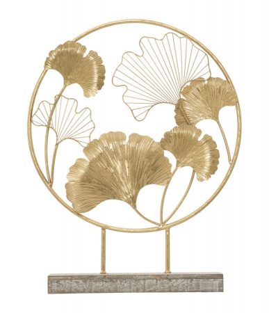 IN STOC - Decoratiune Little Leaf, fier/MDF, auriu, 50X12.5X64 cm