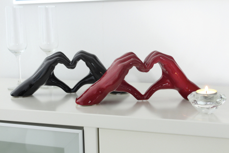 Decoratiune maini Heart, ceramica, negru, 31x7x11 cm [1]