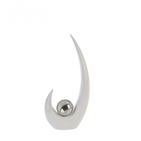 Accesorii - Decoratiune Move, ceramica, alb/argintiu, 7x17x36.5 cm