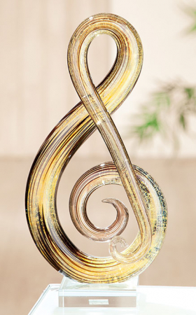 Arta sticlei - Decoratiune MUSICALE, sticla, 30x14x8 cm