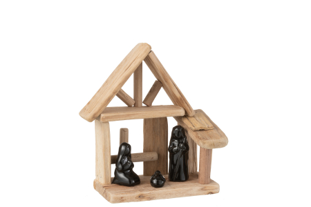 Scena Nasterii Domnului - Decoratiune Nativity Scene, Lemn, Maro, 17x17x20 cm