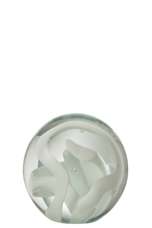 Accesorii - Decoratiune paperweight, Sticla, Alb, 10x10x10