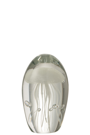 Arta sticlei - Decoratiune paperweight, Sticla, Alb, 8x8x12