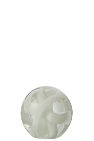 Accesorii - Decoratiune paperweight, Sticla, Alb, 8x8x8