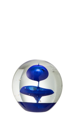Accesorii - Decoratiune paperweight, Sticla, Albastru, 10x10x10