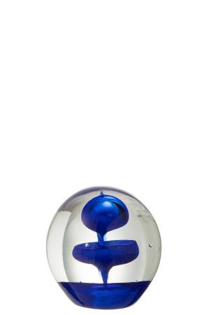 Arta sticlei - Decoratiune paperweight, Sticla, Albastru, 8x8x8