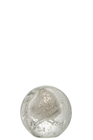 Accesorii - Decoratiune paperweight, Sticla, Argintiu, 10.5x10.5x10.5 cm