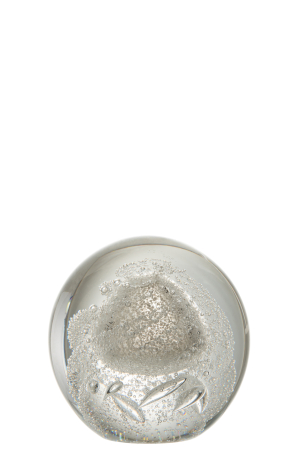 Accesorii - Decoratiune paperweight, Sticla, Argintiu, 12x12x11.5 cm