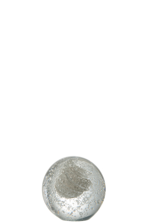 IN STOC - Decoratiune paperweight, Sticla, Argintiu, 8.5x8.5x9 cm
