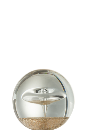 Accesorii - Decoratiune paperweight, Sticla, Auriu, 10.5x10.5x10.5