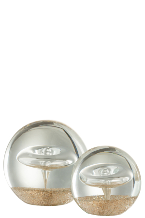 Decoratiune paperweight, Sticla, Auriu, 10.5x10.5x10.5 [1]