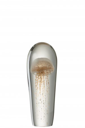 Arta sticlei - Decoratiune paperweight, Sticla, Auriu, 10.5x10.5x31