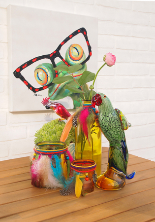 Decoratiune parrot, multicolor, sticla, inaltime 28 cm [1]