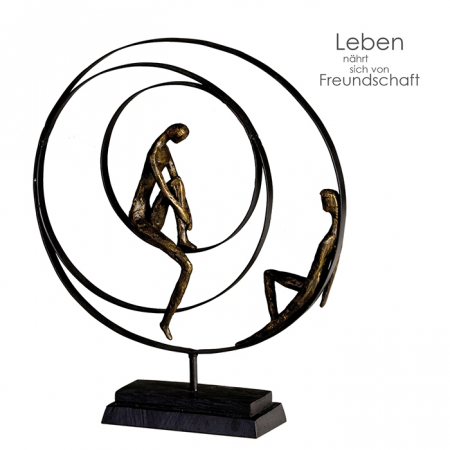Dragobete - Decoratiune Patience, lemn/metal/rasina, bronz, 34x41x8 cm
