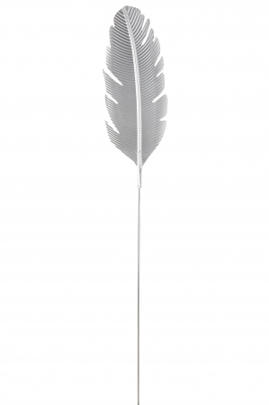 SALE % - Decoratiune pentru gradina Palm Leaf, Metal, Argintiu, 15.5x113 cm