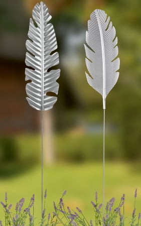 Decoratiune pentru gradina Palm Leaf, Metal, Argintiu, 15.5x113 cm [1]