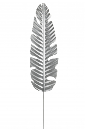 SALE % - Decoratiune pentru gradina Palm Leaf, Metal, Argintiu, 20x100 cm