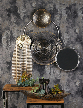 Decoratiune pentru perete Banks, argintiu/ gri/ negru, 83x58x8 [1]