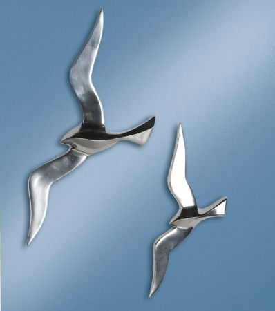SALE % - Decoratiune pentru perete Flying bird, aluminiu, argintiu, 34x14