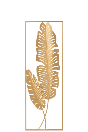 SALE % - Decoratiune pentru perete Leaf, Metal, Auriu, 31x5x89,5 cm