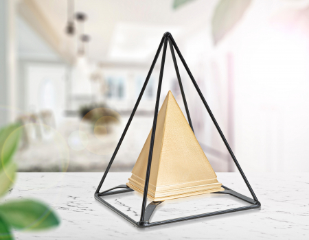 SALE % - Decoratiune Piramid, Rasina/Fier, Auriu, 19.5x15x15 cm