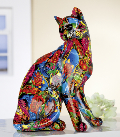 Decoratiune pisica Pop art, rasina, multicolor, 23x16x29 cm [1]