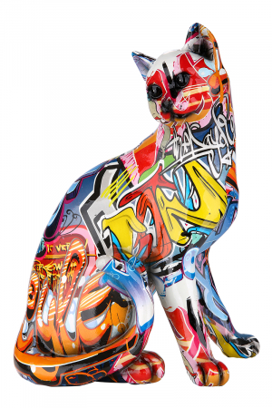 Decoratiune pisica  Pop art, rasina, multicolor, 23x16x29 cm [1]