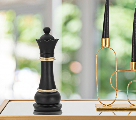 Accesorii - Decoratiune Queen, Rasina, Negru/Auriu, 25.5x9x9 cm