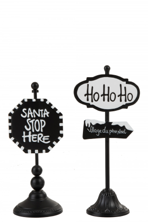 Mos Craciun - Set 2 decoratiuni Santa, Metal, Alb, 17x15.5x40 cm