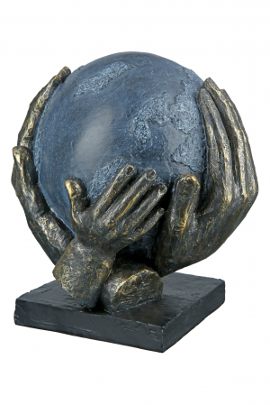 Decoratiune Save the World, Rasina, Negru/Albastru, 19x19x15 cm [5]