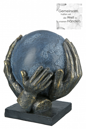 Decoratiune Save the World, Rasina, Negru/Albastru, 19x19x15 cm [3]