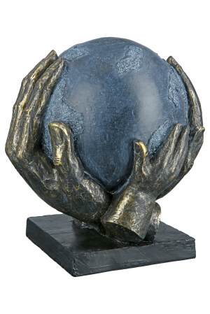 Decoratiune Save the World, Rasina, Negru/Albastru, 19x19x15 cm [2]