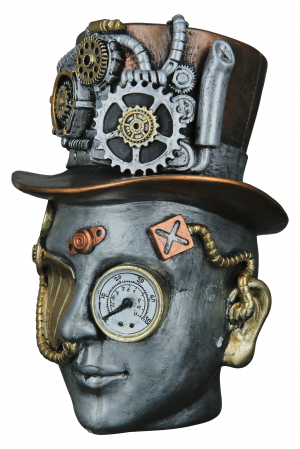 Decoratiune Steampunk Female, Rasina, Argintiu/Auriu, 16x20x18 cm [3]