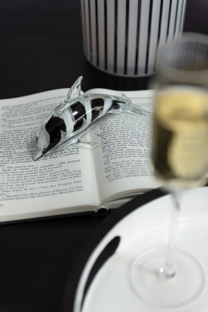 SALE % - Decoratiune, Sticla, Negru, 24x10.5x11