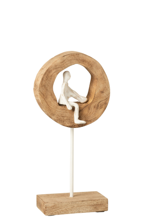 SALE % - Decoratiune Thinker Ring, Lemn, Natural, 19x8x38 cm