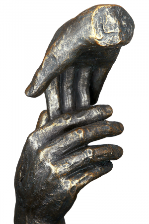 Decoratiune Two hands, Rasina, Bronz/Gri, 13x21x7 cm [5]