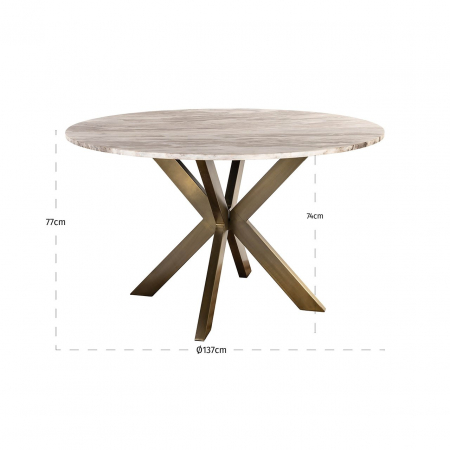 Masă de dining Bottega 140Ø (Alb), Dims: 77.0 x 140.0 x 140.0 cm [3]