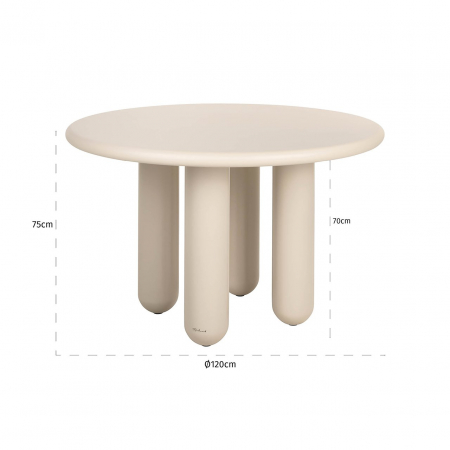 Masă de dining Calma 120Ø (bej), Dims: 75.0 x 120.0 x 120.0 cm [3]