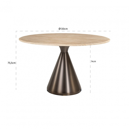 Masă de dining Montgommery 130Ø (bej), Dims: 75.5 x 130.0 x 130.0 cm [1]