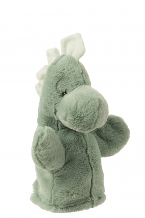 Jucarii pentru copii - Dinozaur manusa, Fibre sintetice, Verde menta, 13x8x26 cm