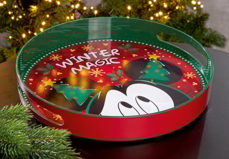 CRACIUN - Disney, Tava, rotunda, „Mickey - Magia iernii”, Rasina, multicolora, PU 2, H 5 cm, A. 32 cm