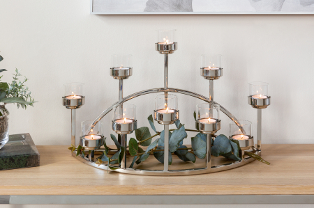 DOMIAN, Suport lumânare pentru tea lights, inclusiv Pahare, nichel, 48x17x30 cm [6]