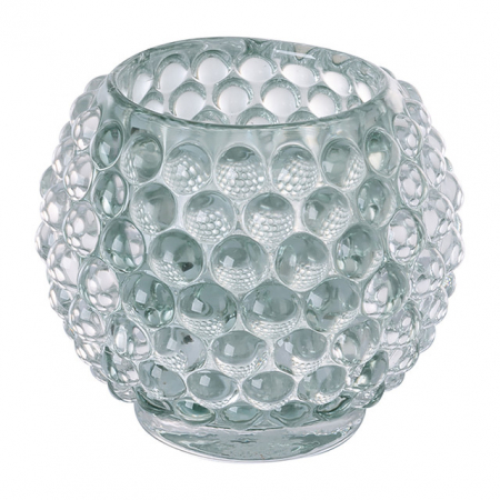 SALE % - DOTS/sticla suport lumanare,  menta/h.8 cm,  d.9 cm