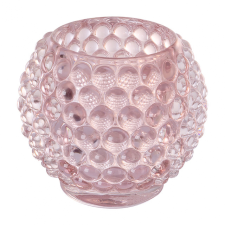 SALE % - DOTS/sticla suport lumanare,  rose/h.8 cm,  d.9 cm
